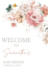 614 Spring Flowers Baby in Bloom Baby Shower Welcome Sign 24x36: 614 Spring Flowers Baby in Bloom Baby Shower Welcome Sign
