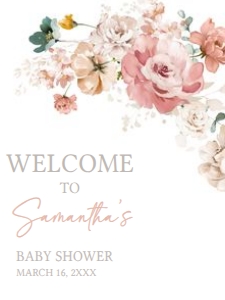 614 Spring Flowers Baby in Bloom Baby Shower Welcome Sign 18x24: 614 Spring Flowers Baby in Bloom Baby Shower Welcome Sign