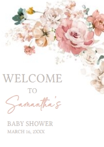 614 Spring Flowers Baby in Bloom Baby Shower Welcome Sign A3: 614 Spring Flowers Baby in Bloom Baby Shower Welcome Sign