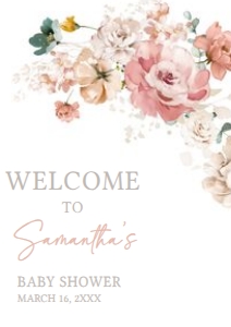 614 Spring Flowers Baby in Bloom Baby Shower Welcome Sign A4: 614 Spring Flowers Baby in Bloom Baby Shower Welcome Sign