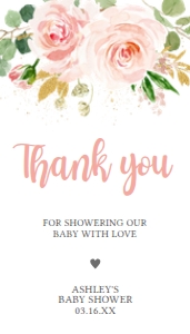 629 Pink Floral Baby Shower Favor Tag design preview