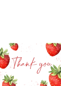 631 Minimalist Strawberry Baby Shower Thank You Card: 631 Minimalist Strawberry Baby Shower Invitation Set