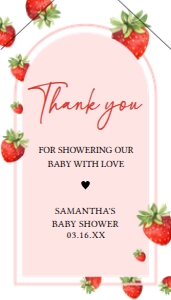 616 Strawberry Baby Shower Favor Tag with Line: 616 Strawberry Baby Shower Favor Tag