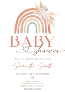 632 Boho Rainbow Baby Shower Invitation: 632 Boho Rainbow Baby Shower Invitation Set