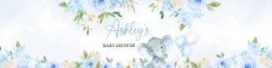 617 Blue Floral Balloon Elephant Baby Shower Bottle Label: 617 Blue Floral Balloon Elephant Baby Shower Bottle Label