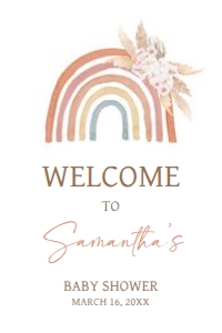 632 Boho Rainbow Baby Shower Welcome Sign 20x30: 632 Boho Rainbow Baby Shower Welcome Sign