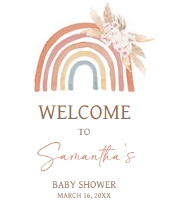 632 Boho Rainbow Baby Shower Welcome Sign 16x20: 632 Boho Rainbow Baby Shower Welcome Sign