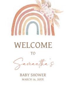 632 Boho Rainbow Baby Shower Welcome Sign 18x24: 632 Boho Rainbow Baby Shower Welcome Sign