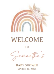 632 Boho Rainbow Baby Shower Welcome Sign 11x15: 632 Boho Rainbow Baby Shower Welcome Sign