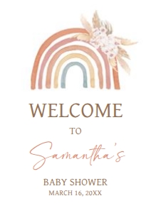 632 Boho Rainbow Baby Shower Welcome Sign A1: 632 Boho Rainbow Baby Shower Welcome Sign