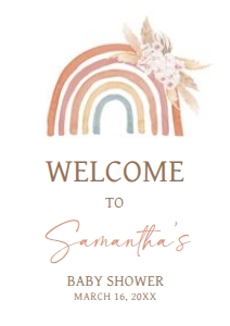 632 Boho Rainbow Baby Shower Welcome Sign A4: 632 Boho Rainbow Baby Shower Welcome Sign