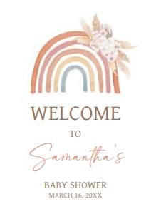 632 Boho Rainbow Baby Shower Welcome Sign A3: 632 Boho Rainbow Baby Shower Welcome Sign