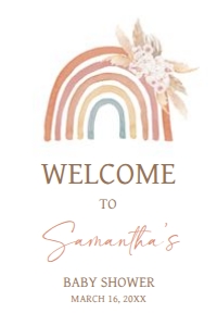 632 Boho Rainbow Baby Shower Welcome Sign 24x36: 632 Boho Rainbow Baby Shower Welcome Sign