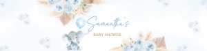 618 Blue Boho Balloon Elephant Baby Shower Bottle Label design preview