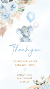 618 Blue Boho Balloon Elephant Baby Shower Favor Tag: 618 Blue Boho Balloon Elephant Baby Shower Favor Tag
