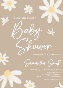 634 Floral Daisy Baby Shower Invitation: 634 Floral Daisy Baby Shower Invitation
