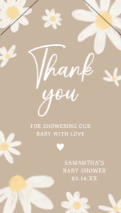 634 Floral Daisy Baby Shower Favor Tag with Line: 634 Floral Daisy Baby Shower Favor Tag