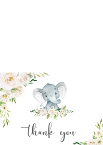 620 White Greenery Floral Elephant Baby Shower Thank You Card: 620 White Greenery Floral Elephant Baby Shower Invitation Set