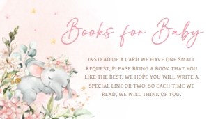 635 Pink Floral Sleeping Elephant Baby Shower Books for Baby: 635 Pink Floral Sleeping Elephant Baby Shower Invitation Set