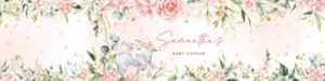 635 Pink Floral Sleeping Elephant Baby Shower Bottle Label: 635 Pink Floral Sleeping Elephant Baby Shower Bottle Label