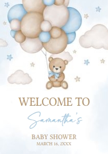 621 Blue Bear Balloon Baby Shower Welcome Sign A2: 621 Blue Bear Balloon Baby Shower Welcome Sign