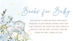 636 Blue Floral Sleeping Elephant Baby Shower Books for Baby: 636 Blue Floral Sleeping Elephant Baby Shower Invitation Set