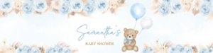 622 Blue Boho Bear Balloon Baby Shower Bottle Label design preview