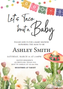 637 Cinco de Mayo Let's Taco 'Bout Baby Baby Shower Invitation: 637 Cinco de Mayo Let's Taco 'Bout Baby Baby Shower Invitation