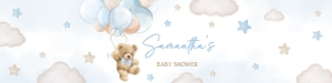 623 Blue Balloon Bear Baby Shower Bottle Label design preview