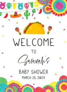 638 Fiesta Taco 'Bout Baby Baby Shower Welcome Sign 11x15: 638 Fiesta Taco 'Bout Baby Baby Shower Welcome Sign