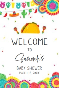 638 Fiesta Taco 'Bout Baby Baby Shower Welcome Sign 24x36: 638 Fiesta Taco 'Bout Baby Baby Shower Welcome Sign