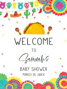 638 Fiesta Taco 'Bout Baby Baby Shower Welcome Sign 18x24: 638 Fiesta Taco 'Bout Baby Baby Shower Welcome Sign