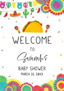 638 Fiesta Taco 'Bout Baby Baby Shower Welcome Sign A4: 638 Fiesta Taco 'Bout Baby Baby Shower Welcome Sign