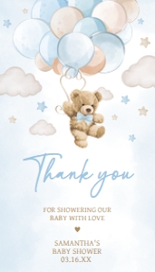 623 Blue Balloon Bear Baby Shower Favor Tag design preview