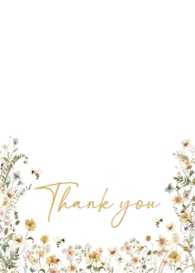 639 Bee Wildflower Baby Shower Thank You Card: 639 Bee Wildflower Baby Shower Invitation Set