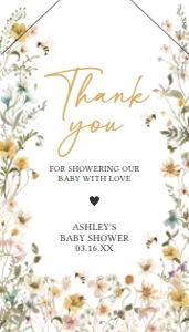 639 Bee Wildflower Baby Shower Favor Tag with Line: 639 Bee Wildflower Baby Shower Favor Tag