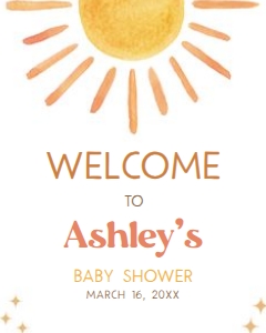 640 Here Comes the Son Baby Shower Welcome Sign 16x20: 640 Here Comes the Son Baby Shower Welcome Sign