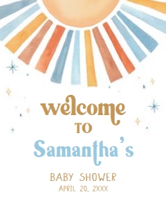 642 Here Comes the Son Baby Shower Welcome Sign 16x20: 642 Here Comes the Son Baby Shower Welcome Sign