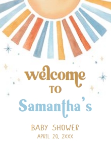 642 Here Comes the Son Baby Shower Welcome Sign 11X15: 642 Here Comes the Son Baby Shower Welcome Sign