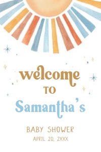 642 Here Comes the Son Baby Shower Welcome Sign 24X36: 642 Here Comes the Son Baby Shower Welcome Sign