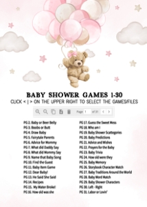 599 Pink Balloon Bear Baby Shower Games Bundle 2: 599 Pink Balloon Bear Baby Shower Games