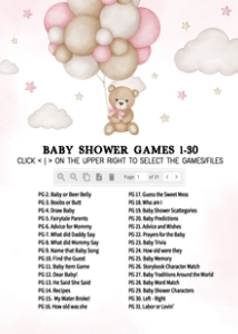598 Pink Bear Balloon Baby Shower Games Bundle 2: 598 Pink Bear Balloon Baby Shower Games
