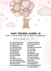 598 Pink Bear Balloon Baby Shower Games Bundle 1: 598 Pink Bear Balloon Baby Shower Games