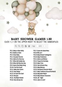 603 Green Bear Balloon Baby Shower Games Bundle 2: 603 Green Bear Balloon Baby Shower Games