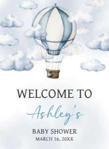 643 Adventure Awaits Hot Air Balloon Baby Shower Welcome Sign 11x15: 643 Adventure Awaits Hot Air Balloon Baby Shower Welcome Sign
