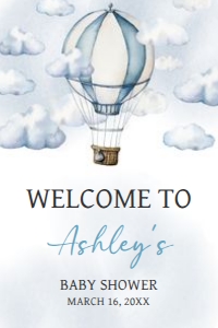 643 Adventure Awaits Hot Air Balloon Baby Shower Welcome Sign 20x30: 643 Adventure Awaits Hot Air Balloon Baby Shower Welcome Sign