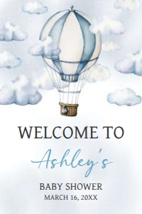 643 Adventure Awaits Hot Air Balloon Baby Shower Welcome Sign 24x36: 643 Adventure Awaits Hot Air Balloon Baby Shower Welcome Sign