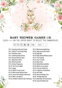 624 Pink Floral Bunny Baby Shower Games design preview