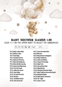 606 Brown Balloon Bear Baby Shower Games Bundle 2: 606 Brown Balloon Bear Baby Shower Games