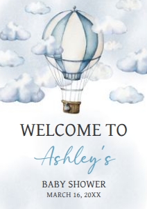 643 Adventure Awaits Hot Air Balloon Baby Shower Welcome Sign A3: 643 Adventure Awaits Hot Air Balloon Baby Shower Welcome Sign